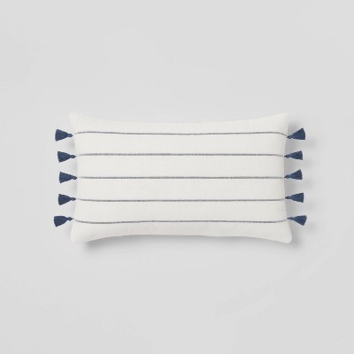 Woven Striped Lumbar Throw Pillow Ivory/Navy - Threshold™