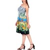 LA LEELA Women's House Daily Routine Evening Wear Boho Halter Smocked Mini Flowy Dress Tube Top Strapless Dresses for Women One Size Gray, Floral - 2 of 3