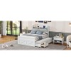 Okak Twin/Full Platform Bed Frame with Storage Headboard and 3 Drawers Wooden Platform Extendable Bed with Twin Size Trundle and Outlets - 3 of 4