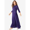 Roaman's Petite Plus Size Sparkle Lace Popover A-Line Gown With 3/4 Sleeves - 4 of 4