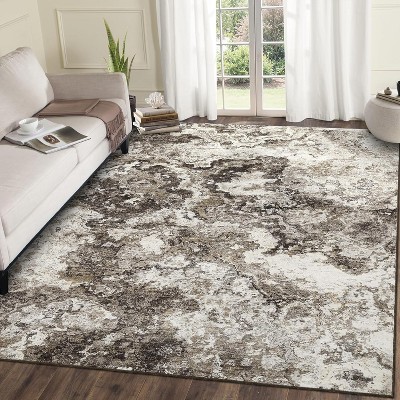 Washable Abstract Rug, Non-Slip, Soft, Modern Low Pile Carpet for Living Room, Bedroom, Dining Room, Playroom