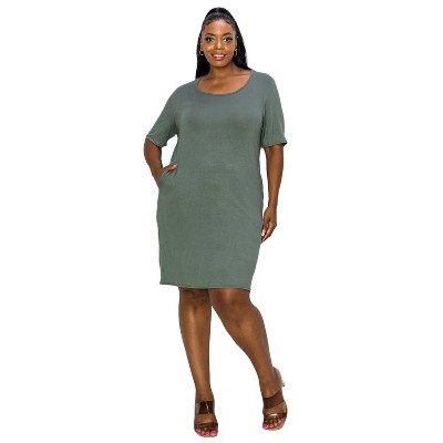 L I V D Women's Emily Pocket T-shirt Dress, Lt Olive, 3x : Target