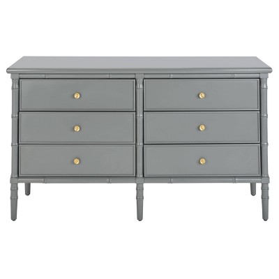 Mina 6 Drawer Dresser Gray/Gold - Safavieh