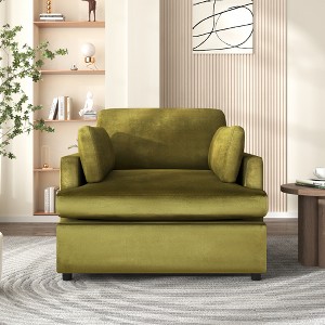 APRILSOUL Oversized Accent Chair with Comfortable Armrest Cushions, Versatile Neutral Style, Elegant Design, Durable Frame - 1 of 4
