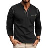 Men's Henley Shirt Long Sleeve Casual Button Down Placket Top Comfortable Cotton Blend T Shirt - 4 of 4