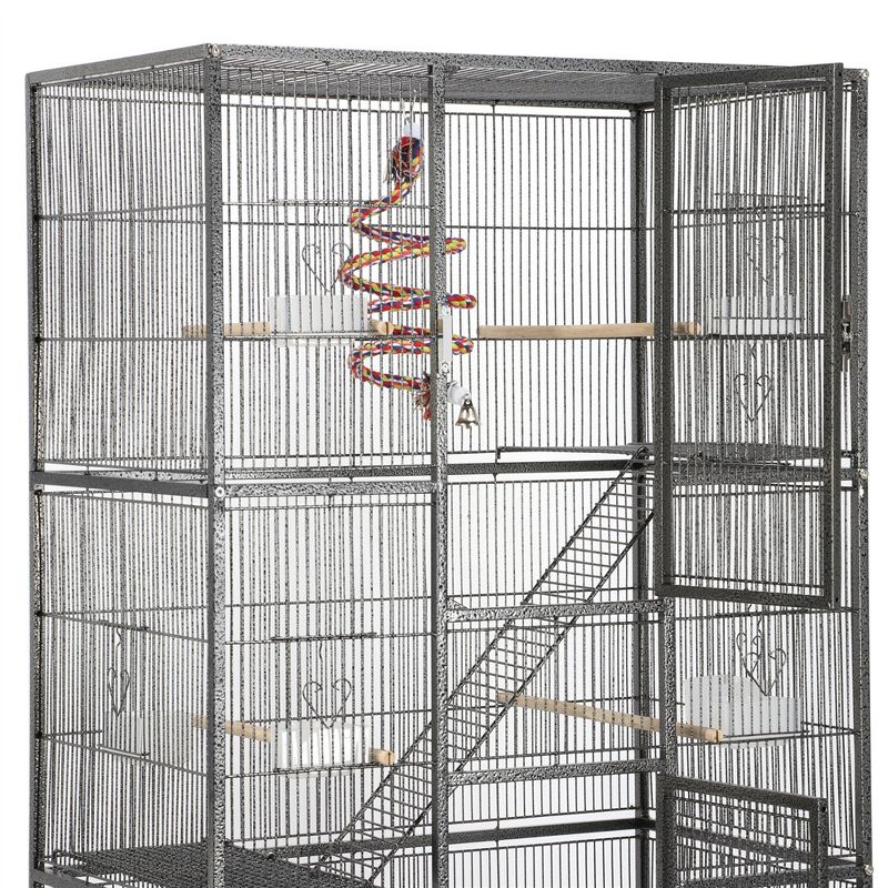 Yaheetech 69"H Extra Large Bird Cage for African Grey Sun Conures Parakeets Cockatiels Black, 5 of 8