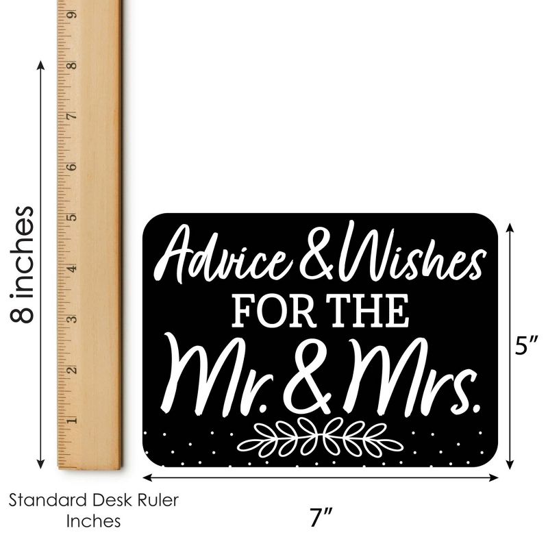 Big Dot of Happiness Mr. and Mrs. - Wish Card Black and White Wedding or Bridal Shower Activities - Shaped Advice Cards Game - Set of 20, 5 of 6