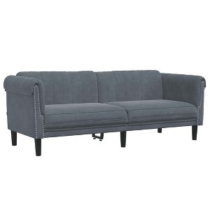 vidaXL Dark Gray Velvet 3-Seater Sofa - Comfortable Upholstered Couch for Living Room, Modern Design with Sturdy Legs & Spacious Seating - 1 of 4