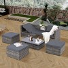 5-Piece Outdoor Patio Sectional Couch Set, All-Weather PE Wicker Outdoor Chaise Lounger Sofa with Lift-Top Coffee Table – Maison Boucle - 2 of 4