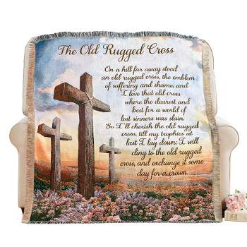 Collections Etc Old Rugged Cross Fringe Border Tapestry Throw THROW