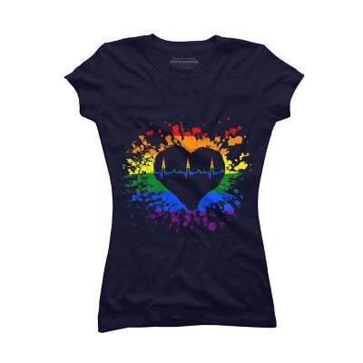 Adult Design By Humans Pride Heartbeat EKG Splatter By LegatoTendo T-Shirt