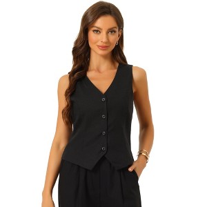 INSPIRE CHIC Women's Fashion Sleeveless Button Down V Neck Crop Summer Vest - 1 of 4