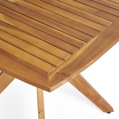 Stamford Square Teak Acacia Wood Dining Table with X Base