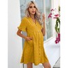 Clearlove Summer Dress Casual Lantern Sleeve V Neck Button Dress Swing Flowy Maternity Dresses - 2 of 4