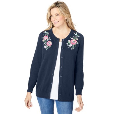 Woman Within Plus Size Perfect Long-Sleeve Cardigan