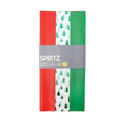 20ct Banded Tissues Foil Tree Gift Packaging Accessories Red/Green - Spritz™