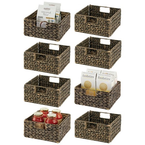 Mdesign Seagrass Woven Cube Bin Basket Organizer, Handles, 6 Pack -  Natural/tan : Target