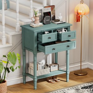 Kumasinova Narrow Console Table with 3 Drawers,Entryway Table with Storage Bottom Shelf,Space-Saving Slim Sofa Table for Living Room&Hallway - 1 of 4
