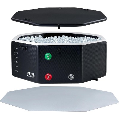 AMERLIFE Inflatable Cold Plunge Tub for Athletes, Portable Ice Bath with Insulated Lid, Non-Slip Mat, Chiller Compatible for Full-Body Recovery