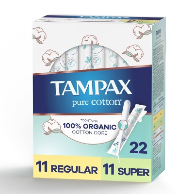 Tampax Pure Cotton Tampons - Regular/Super - 22ct