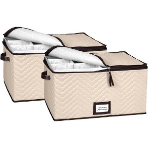 Hold N' Storage - Set of 2 Wine Glass Storage with dividers and Carry Handles. Each Holds 12 standard size wine glasses up to 10" H - 1 of 4