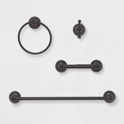 3pc Traditional Solid Brass Oil Rubbed Bronze Double Towel Bar