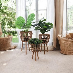 Wooden Planters with Stands - Decorative Plant Holders for Indoor & Outdoor - Rustic Wooden Plant Stand for Home, Patio, or Garden - Brown, 11 /15/19" - 1 of 4