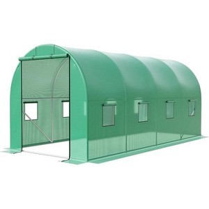 Coucheta 15x7x7ft Walk-in Tunnel Greenhouse Collection - Heavy Duty Galvanized Steel, 8 Vent Windows & Door Options for Winter - 1 of 4