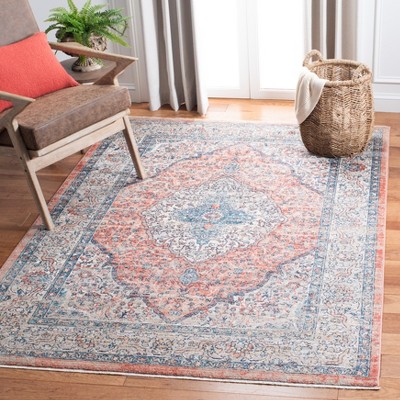 Hand-Knotted Beige & Orange Synthetic Round Area Rug, 4' x 6'