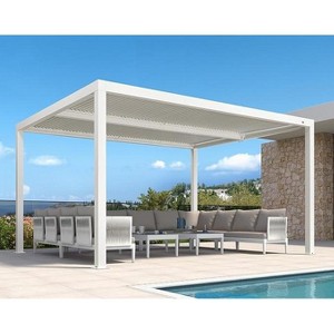 PURPLE LEAF Outdoor Louvered Pergola Aluminum Gazebo Modern White Patio Metal Pergola with Adjustable Rainproof Hardtop for Garden Lawns Yard - 1 of 4