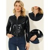 INSPIRE CHIC Women's Holographic Fashion Stand Collar Metallic Lightweight Zip Bomber Jacket - 2 of 4