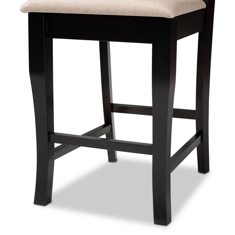 Set of 2 Alora Upholstered Wood Counter Height Barstools - Baxton Studio, 6 of 10