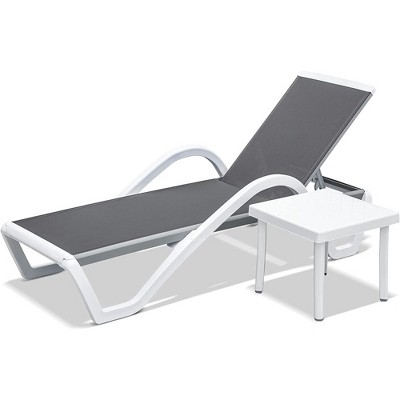SKRAN Adjustable Aluminum Outdoor Pool Patio Chaise Lounge with Arm All Weather Pool Chairs for Outside,Beach