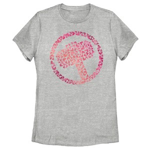 Women's Marvel Thor Heart Hammer T-Shirt - 1 of 4