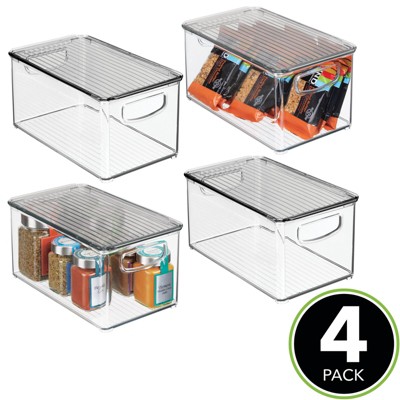 Mdesign Plastic Kitchen Food Storage Bin With Handles, Lid, 4 Pack Target