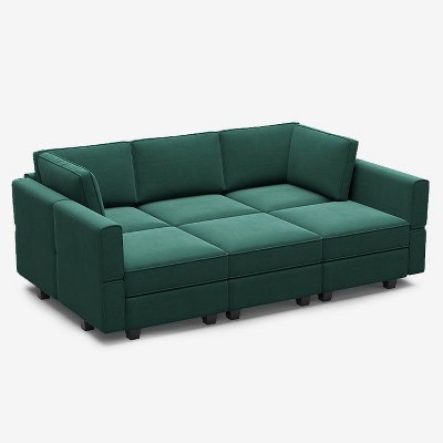 Belffin Modular Velvet Sleeper Sofa with Storage Seat (6 Seats + 7 Sides)
