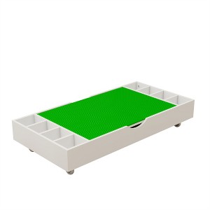 Kid Table, 2 in 1 Rollaway Play Table and Toy Organizer Compatible with Lego, for Storing Under Bed or Sofa, Game Furniture - 1 of 4