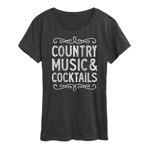Women's - Instant Message - Country Music And Cocktails Short Sleeve Graphic T-Shirt - 1 of 4