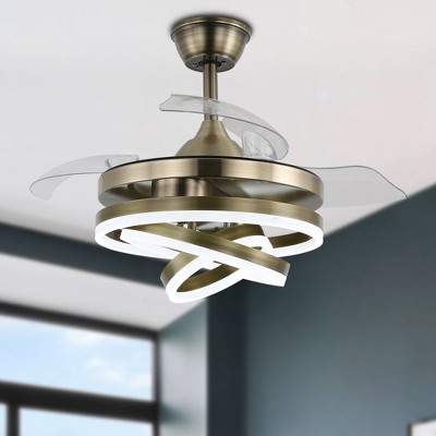Bella Depot 36" Modern Retractable Ceiling Fan with Dimmable Light and Remote, 6-Speed DIY Light Shade