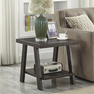 Roundhill Furniture Athens Contemporary Wood Shelf End Table in Weathered Espresso - 1 of 3