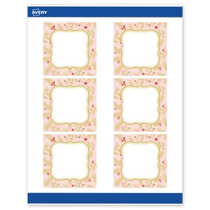 Avery Labels, 3" x 3", Gold-Pink Berries, Matte, 60ct - 1 of 4