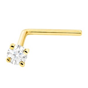 Jewelry Avalanche 22G 14K Gold L-shape Nose Stud with Moissanite - 1 of 2