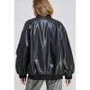 Women's Zip Up Pockets PU Faux Leather Bomber Jacket - Miss Love - 4 of 4