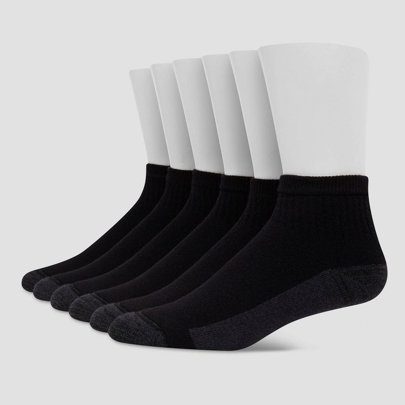 Hanes Premium Men's Xtemp Ultra Cushion 6pk Ankle Socks - Black 6-12: Breathable, Cushioned Sole, Reinforced Heel & Toe