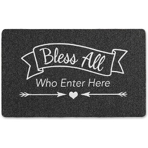 J&V TEXTILES "Bless All" Outdoor Rubber Doormat 18" x 30" - 1 of 3