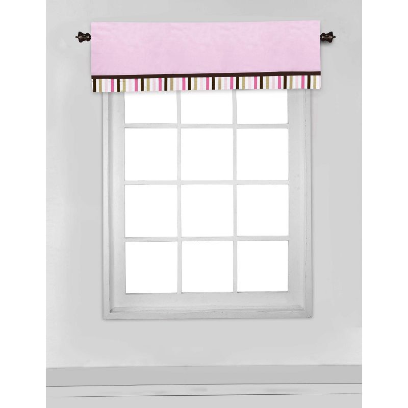 Bacati - Solid with Stripes Pink/Choc Window Valance, 4 of 5