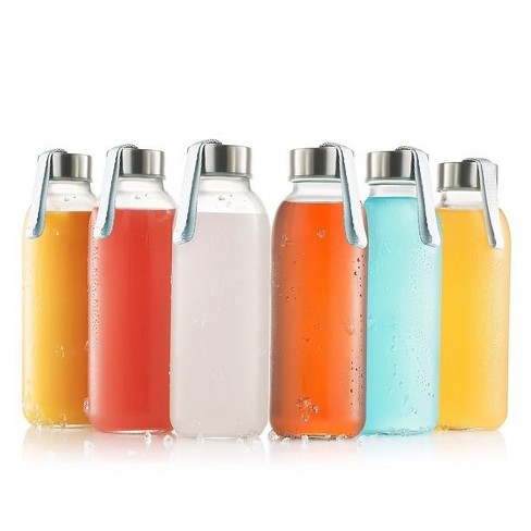16 Oz Glass Water Bottle Virtually Unbreakable with Thick Sides