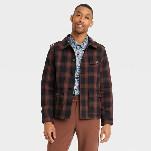 Houston White Adult Lightweight Plaid Chore Jacket - Brown XXS/XS