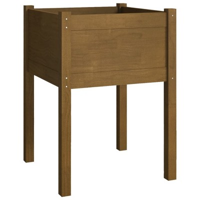 vidaXL Solid Pinewood Garden Planter - Honey Brown, Square Design, Weather-Resistant, for Outdoor Use, Easy Assembly, 19.7"x19.7"x27.6" Dimensions