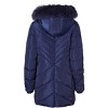 Sportoli Women Long Quilted Plush Lined Outerwear Puffer Jacket Winter Coat with Fur Hood - 3 of 4